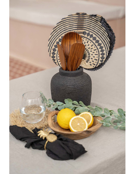 Vase Rond Hauteur 14 cm en Terre cuite Noir The Peaky 