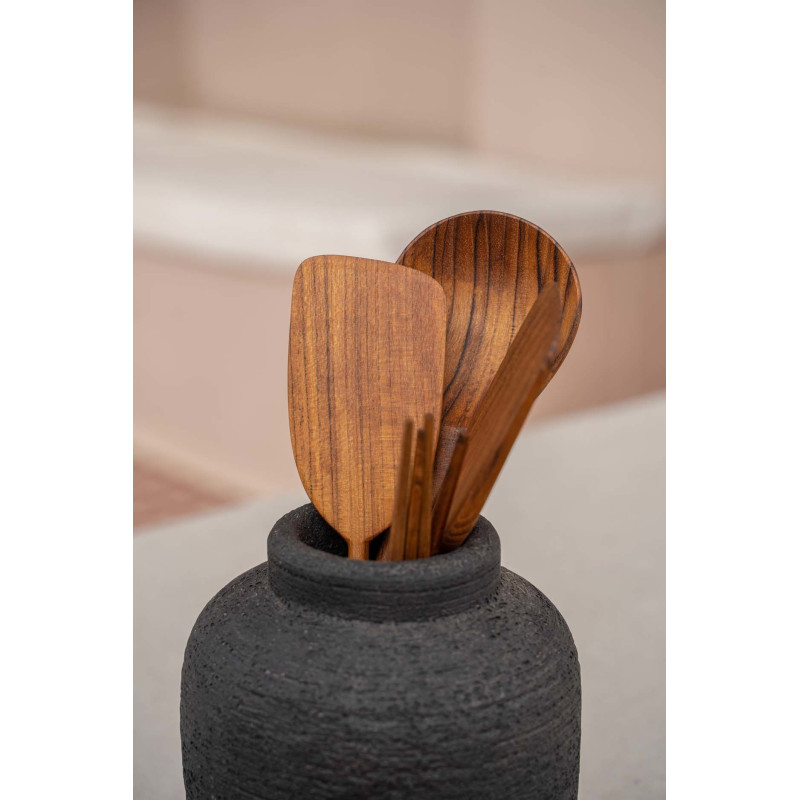 Vase Rond Hauteur 14 cm en Terre cuite Noir The Peaky 