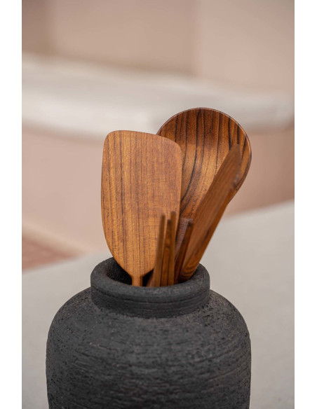 Vase Rond Hauteur 14 cm en Terre cuite Noir The Peaky 