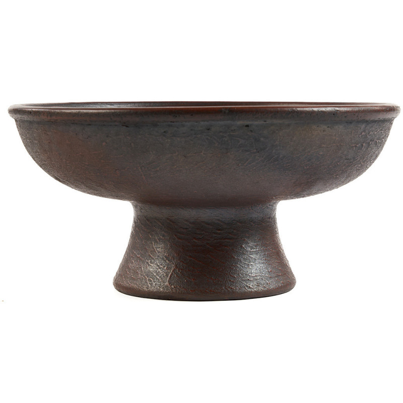 Coupe à fruit sur pied artisanale indonésienne Ronde 30 cm Terre cuite Terracotta The Ethnic 