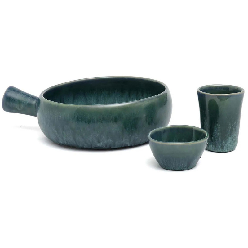 Cassolette Plat à gratin à poignée Diamètre 15 cm Grès Bleu The Aqua 