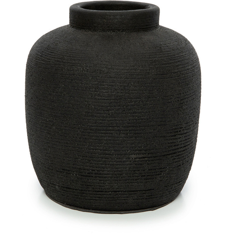 Vase Rond Hauteur 18 cm en Terre cuite Noir The Peaky 
