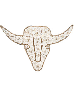 Décoration murale originale Tête de taureau Hauteur 40 cm en Coquillage Blanc The Shell 