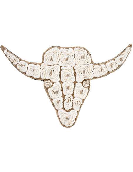 Décoration murale originale Tête de taureau Hauteur 40 cm en Coquillage Blanc The Shell 