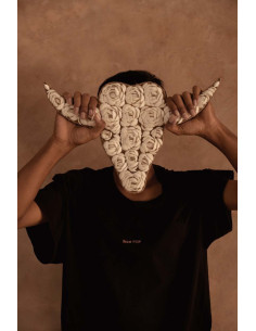 Décoration murale originale Tête de taureau Hauteur 40 cm en Coquillage Blanc The Shell 