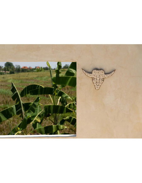 Décoration murale originale Tête de taureau Hauteur 40 cm en Coquillage Blanc The Shell 