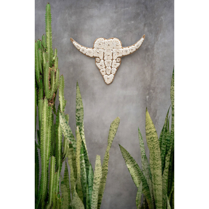 Décoration murale originale Tête de taureau Hauteur 40 cm en Coquillage Blanc The Shell 