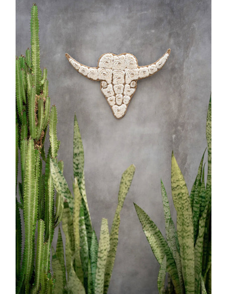 Décoration murale originale Tête de taureau Hauteur 40 cm en Coquillage Blanc The Shell 