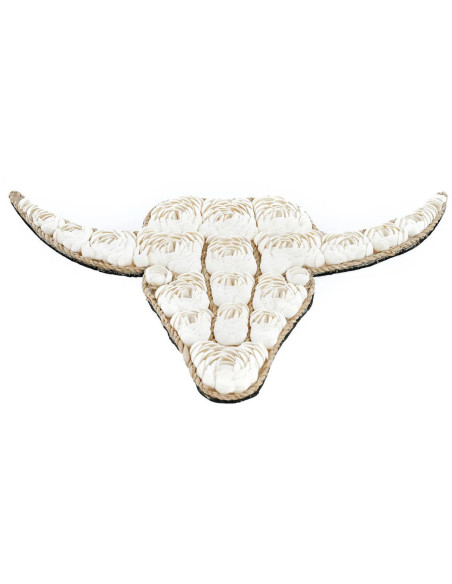 Décoration murale originale Tête de taureau Hauteur 40 cm en Coquillage Blanc The Shell 