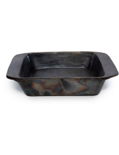 Plat à four rectangulaire 37 cm Terre cuite Noir Effet brulé The Burned 