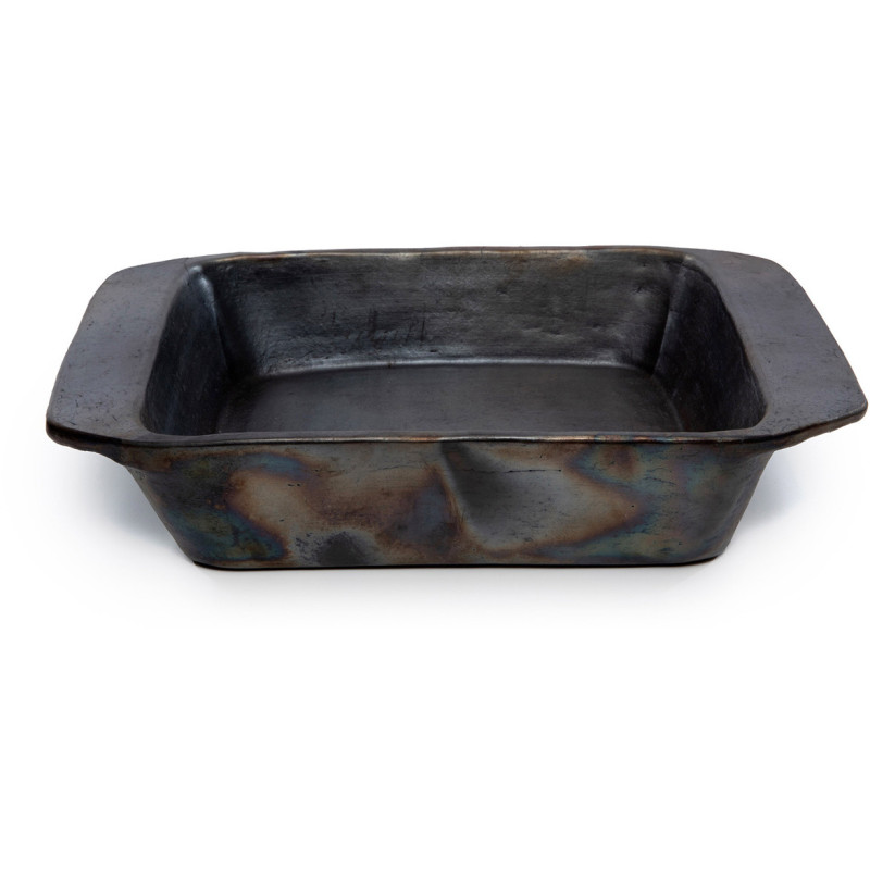 Plat à four rectangulaire 37 cm Terre cuite Noir Effet brulé The Burned 