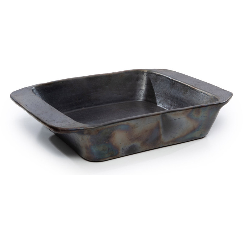 Plat à four rectangulaire 37 cm Terre cuite Noir Effet brulé The Burned 