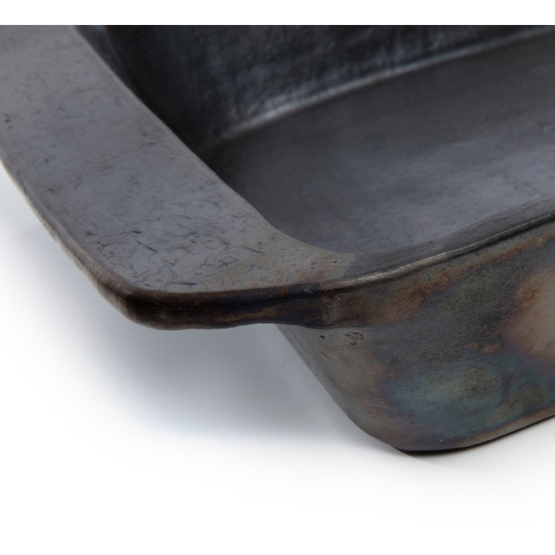 Plat à four rectangulaire 37 cm Terre cuite Noir Effet brulé The Burned 