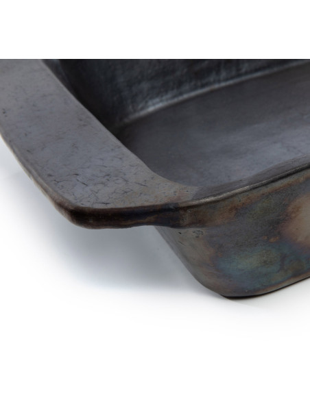 Plat à four rectangulaire 37 cm Terre cuite Noir Effet brulé The Burned 