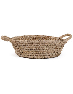 Corbeille de rangement bohème 2 poignées Rond 35 cm Raphia Naturel Tressé The Raffia 