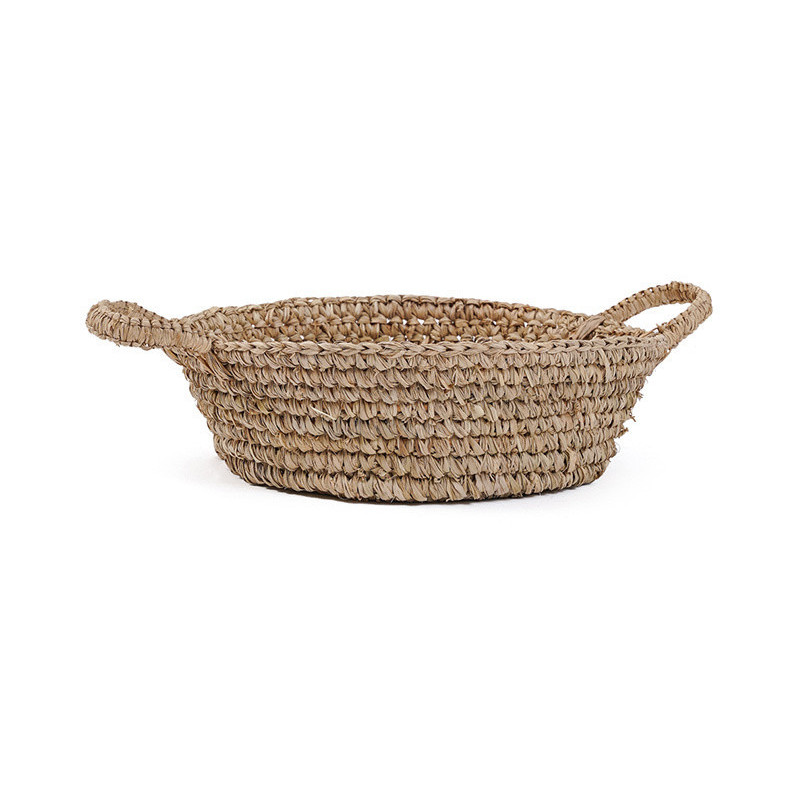 Corbeille de rangement bohème 2 poignées Rond 35 cm Raphia Naturel Tressé The Raffia 