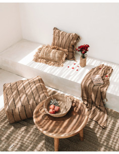 Corbeille de rangement bohème 2 poignées Rond 35 cm Raphia Naturel Tressé The Raffia 