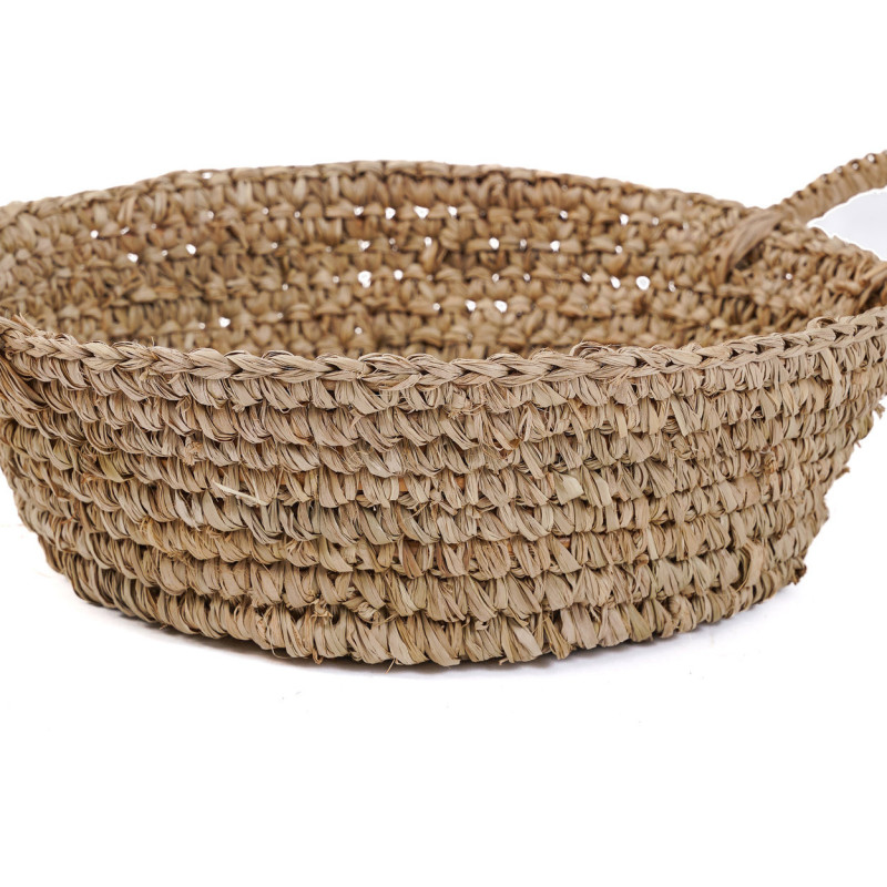 Corbeille de rangement bohème 2 poignées Rond 35 cm Raphia Naturel Tressé The Raffia 