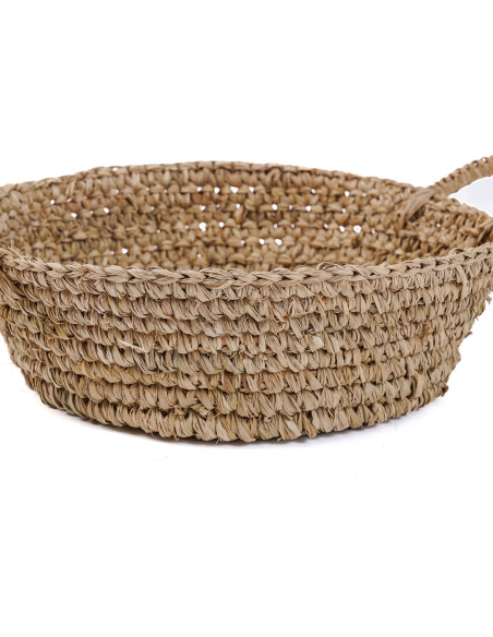Corbeille de rangement bohème 2 poignées Rond 35 cm Raphia Naturel Tressé The Raffia 