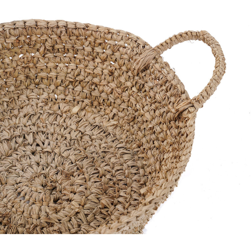 Corbeille de rangement bohème 2 poignées Rond 35 cm Raphia Naturel Tressé The Raffia 