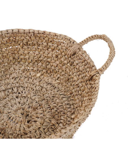 Corbeille de rangement bohème 2 poignées Rond 35 cm Raphia Naturel Tressé The Raffia 