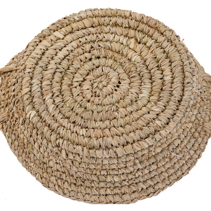 Corbeille de rangement bohème 2 poignées Rond 35 cm Raphia Naturel Tressé The Raffia 