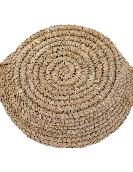 Corbeille de rangement bohème 2 poignées Rond 35 cm Raphia Naturel Tressé The Raffia 