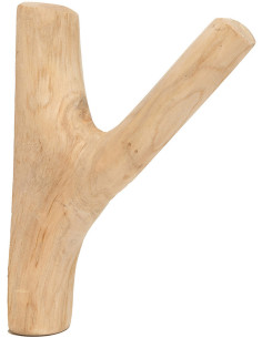 Patère murale originale 1 crochet en Bois de teck Naturel The Hook 