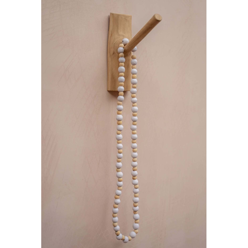 Patère murale originale 1 crochet en Bois de teck Naturel The Hook 