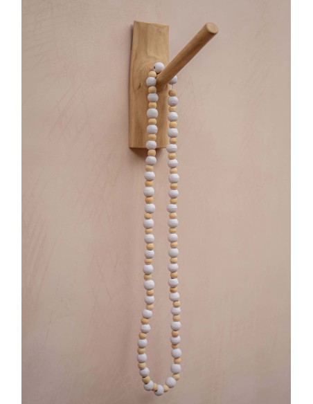 Patère murale originale 1 crochet en Bois de teck Naturel The Hook 