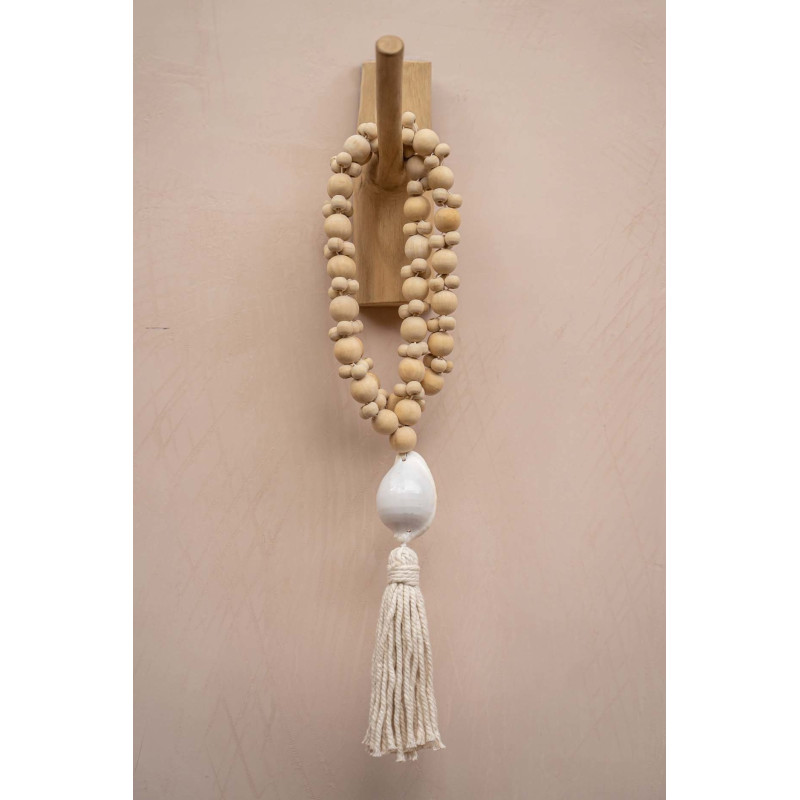 Patère murale originale 1 crochet en Bois de teck Naturel The Hook 