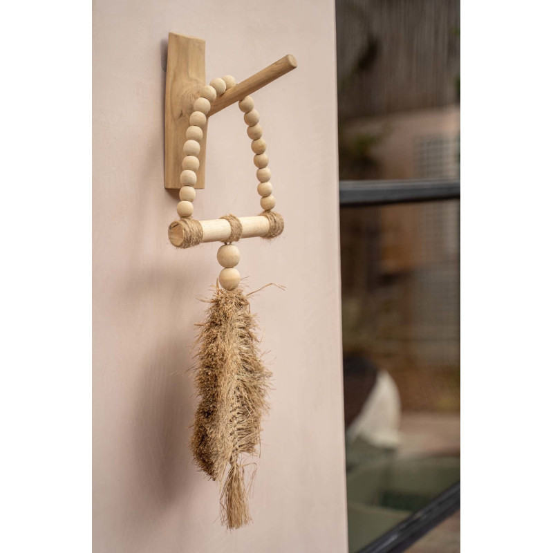Patère murale originale 1 crochet en Bois de teck Naturel The Hook 