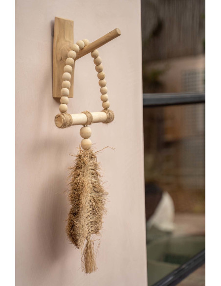 Patère murale originale 1 crochet en Bois de teck Naturel The Hook 