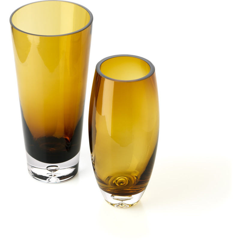 Vase moderne chic Conique H 30 cm Verre recyclé Marron Doré The Sunset Glow 