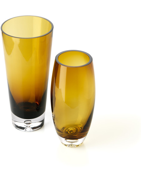 Vase moderne chic Conique H 30 cm Verre recyclé Marron Doré The Sunset Glow 