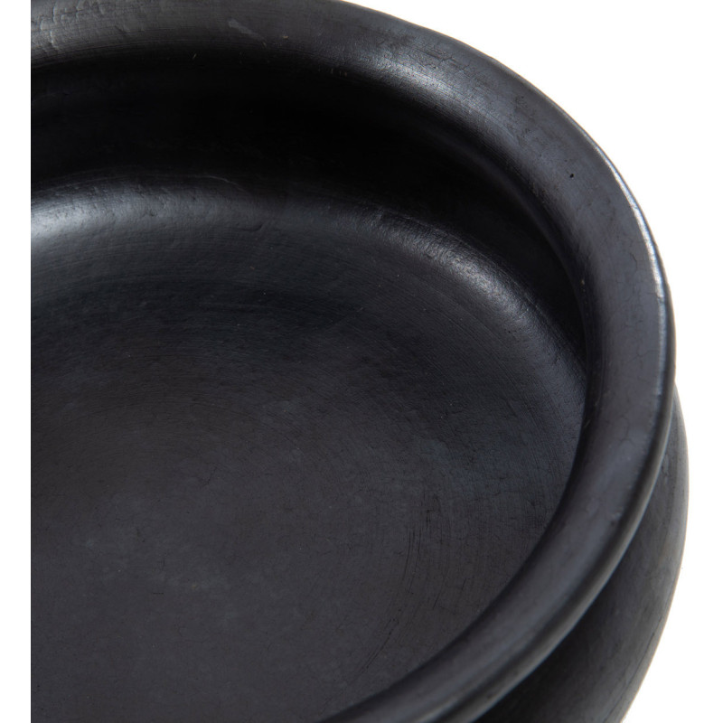 Grand Faitout cocotte rond avec couvercle 24 cm Terre cuite Noir Effet brulé The Burned 