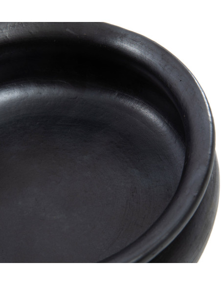Grand Faitout cocotte rond avec couvercle 24 cm Terre cuite Noir Effet brulé The Burned 