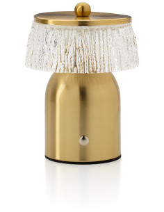 Lampe à poser LED rechargeable design art déco H 16 cm Métal Laiton doré The Disco Muffin 