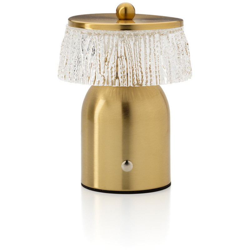 Lampe à poser LED rechargeable design art déco H 16 cm Métal Laiton doré The Disco Muffin 