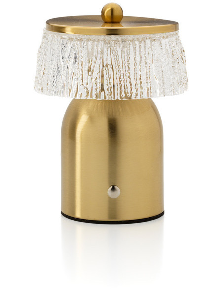 Lampe à poser LED rechargeable design art déco H 16 cm Métal Laiton doré The Disco Muffin 