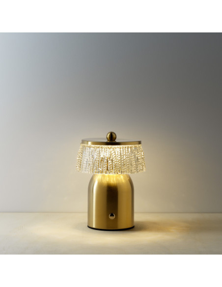 Lampe à poser LED rechargeable design art déco H 16 cm Métal Laiton doré The Disco Muffin 