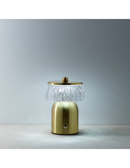 Lampe à poser LED rechargeable design art déco H 16 cm Métal Laiton doré The Disco Muffin 