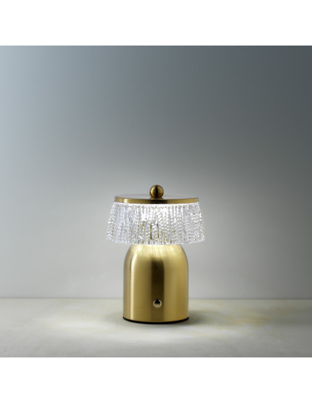 Lampe à poser LED rechargeable design art déco H 16 cm Métal Laiton doré The Disco Muffin 