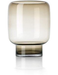 Vase design minimaliste Cylindrique H 30 cm Verre recyclé Marron clair The Smoky Cube 