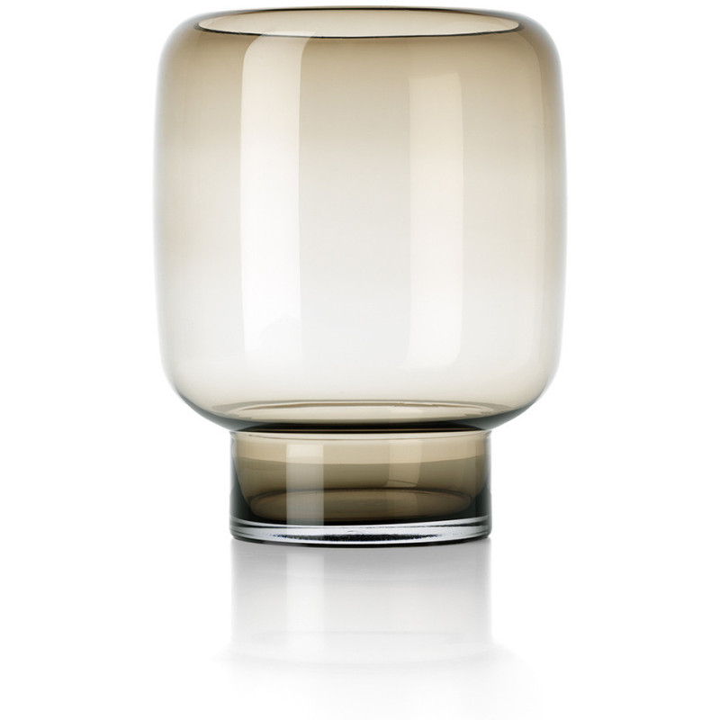 Vase design minimaliste Cylindrique H 30 cm Verre recyclé Marron clair The Smoky Cube 