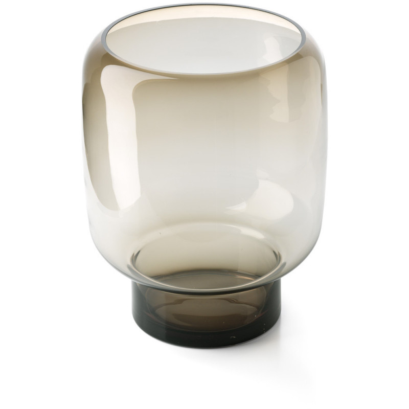 Vase design minimaliste Cylindrique H 30 cm Verre recyclé Marron clair The Smoky Cube 