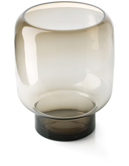 Vase design minimaliste Cylindrique H 30 cm Verre recyclé Marron clair The Smoky Cube 