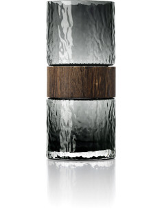 Vase design moderne Cylindrique H 24 cm Verre Gris foncé Bois Marron The Wood You Be Mine 