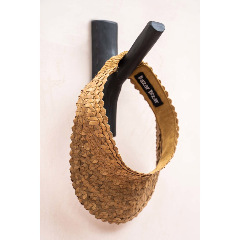 Patère murale originale 1 crochet en Bois de teck Noir The Hook 