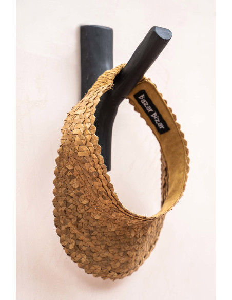 Patère murale originale 1 crochet en Bois de teck Noir The Hook 